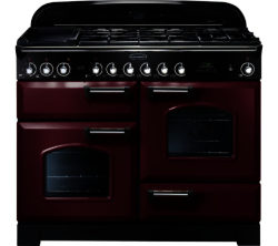 RANGEMASTER  Classic Deluxe 110 Dual Fuel Range Cooker - Cranberry & Chrome
